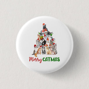 Katzen-Weihnachtsbaum Katzenliebhaber Katzenbesitz Button
