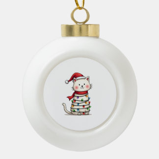Katzen-Weihnachtsbaum Weihnachten (6) Keramik Kugel-Ornament