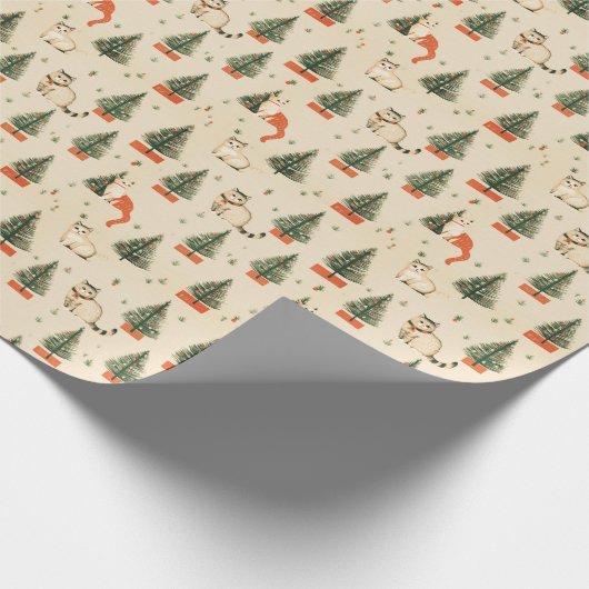 Katzen, Weihnachtsbäume Geschenkpapier (Ecke)