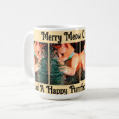 Katzen-Weihnachtsfoto-Text anpassen Kaffeetasse (Vorderseite Links)