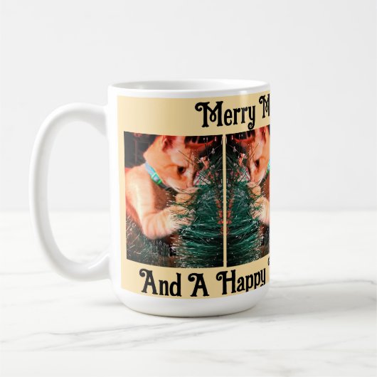 Katzen-Weihnachtsfoto-Text anpassen Kaffeetasse (Links)
