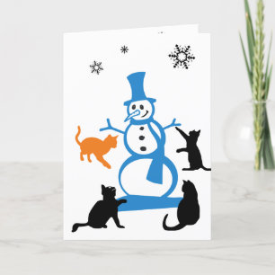 Katzen-Weihnachtskarte "Durch einen winterlichen W Feiertagskarte