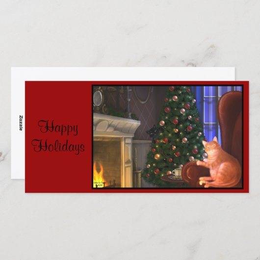 Katzen Weihnachtskarte Feiertagskarte (Vorne/Hinten)