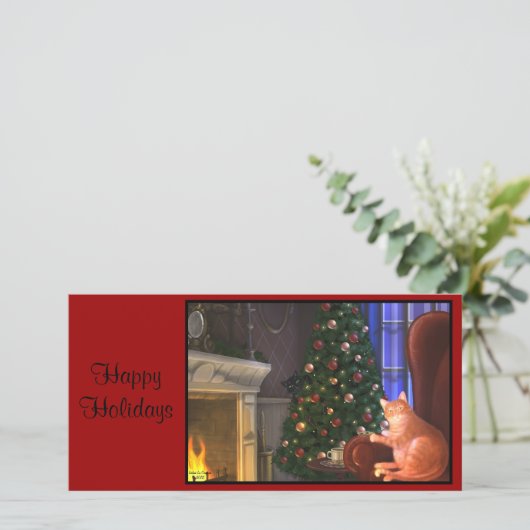 Katzen Weihnachtskarte Feiertagskarte (Stehend Vorderseite)