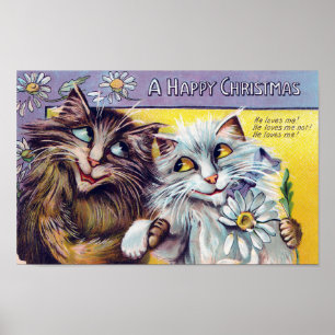 Katzen-Weihnachtskarte, Louis Wain Poster