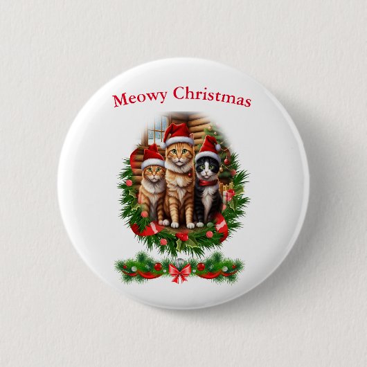 Katzen Weihnachtsknöpfe Button (Vorderseite)