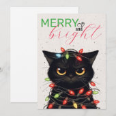 Katzen-Weihnachtslichter Feiertagskarte (Vorne/Hinten)