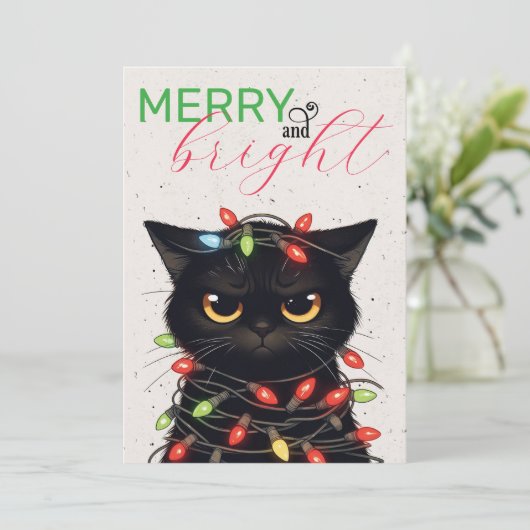 Katzen-Weihnachtslichter Feiertagskarte (Stehend Vorderseite)