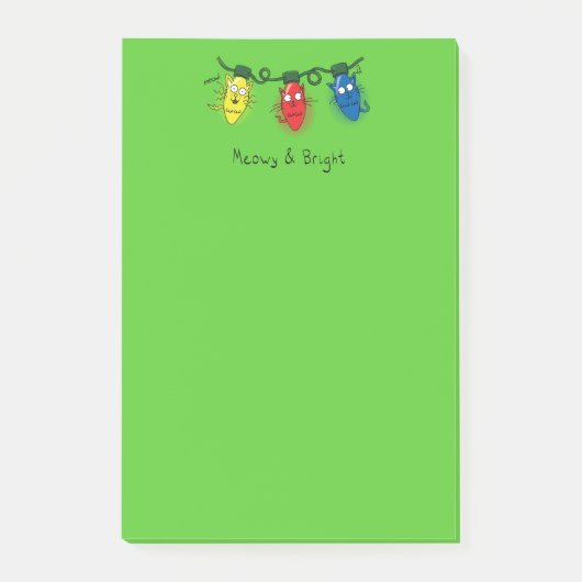 Katzen-Weihnachtslichter Lustig Miauzend und Hell Post-it Klebezettel (Vorderseite)