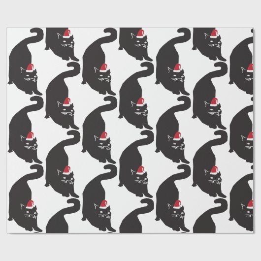 Katzen-Weihnachtsmannmütze Geschenkpapier (Flach)