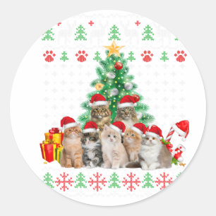 Katzen Weihnachtsmannmütze Weihnachten Weihnachten Runder Aufkleber