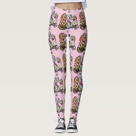 Katzen Weihnachtsmäntel Leggings (Vorderseite)