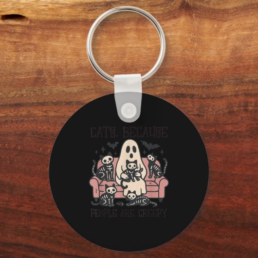 Katzen, weil die Leute gruselig Geisterkatze sind Schlüsselanhänger (Vorderseite)