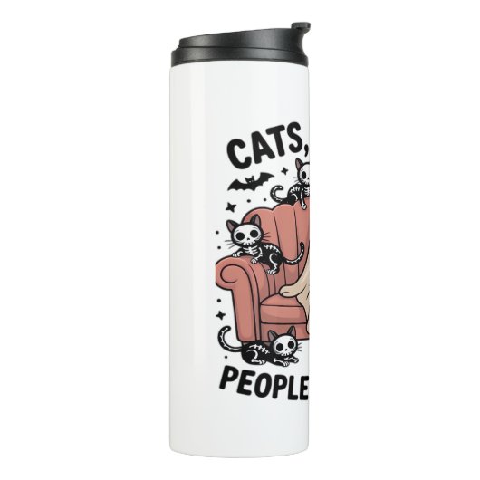 Katzen, weil die Leute gruselig witzig Geisterhadi Thermosbecher (Nach links gedreht)