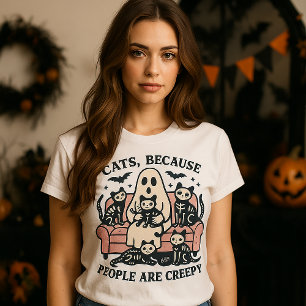 "Katzen, weil Menschen gruselig sind" Gruseliges H T-Shirt