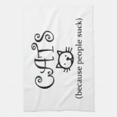 Katzen, weil Menschen sind zum Kotzen Geschirrtuch (Vertikal)