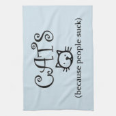 Katzen, weil Menschen sind zum Kotzen Geschirrtuch (Vertikal)