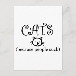 Katzen, weil Menschen sind zum Kotzen Postkarte