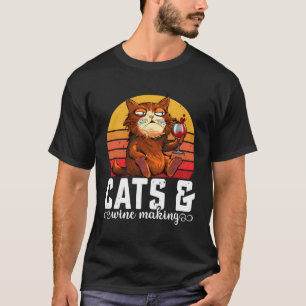 Katzen Wein Katzengebäck Vater Mama Verkostung Dri T-Shirt