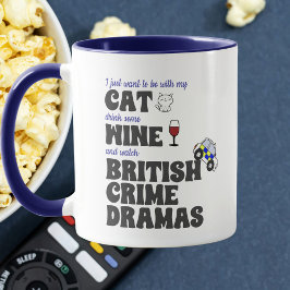 Katzen, Wein und britische Krimdramen Tasse