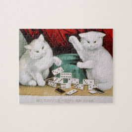 Katzen Weiße Kätzchen spielen Dominoes Currier & I Puzzle