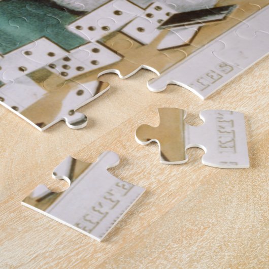 Katzen Weiße Kätzchen spielen Dominoes Currier & I Puzzle (Seite)