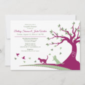 Katzen, welche die Dusche des Vogel-Paares jagen Einladung (Vorderseite)