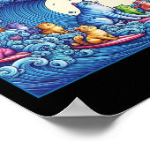 Katzen wellen auf Kamala Funny Cat Lady 1 Poster (Ecke)