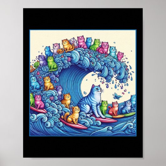 Katzen wellen auf Kamala Funny Cat Lady 1 Poster (Vorne)