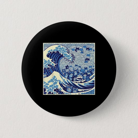 Katzen wellen nach Kamala Funny Cat Lady Button (Vorderseite)