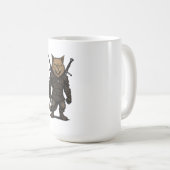 Katzen-Witcher – mittelalterlicher Fantasy-Krieger Kaffeetasse (VorderseiteRechts)