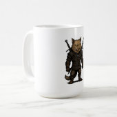 Katzen-Witcher – mittelalterlicher Fantasy-Krieger Kaffeetasse (Vorderseite Links)