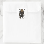 Katzen-Witcher – mittelalterlicher Fantasy-Krieger Quadratischer Aufkleber (Tasche)