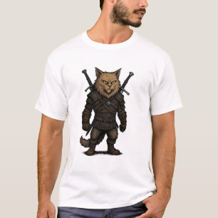 Katzen-Witcher – mittelalterlicher Fantasy-Krieger T-Shirt