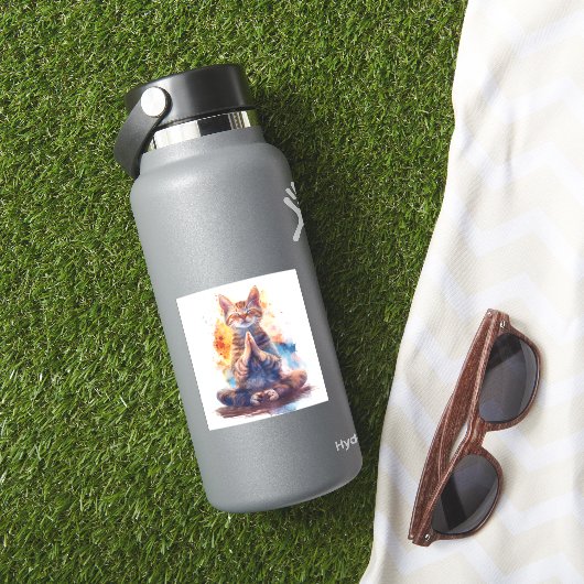 Katzen-Yoga-Meister Aufkleber (HydroFlask Insitu)