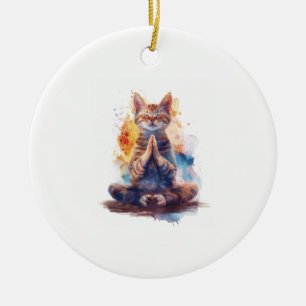 Katzen Yoga Meister Keramik Ornament