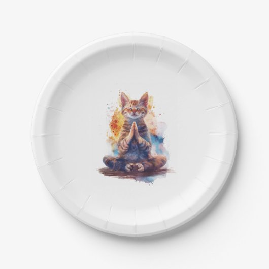Katzen-Yoga-Meister Pappteller (Vorderseite)
