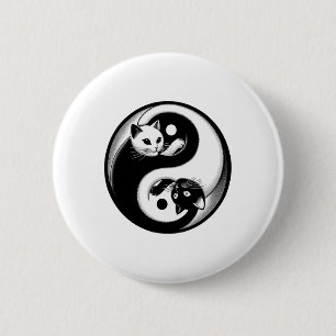 Katzen Yoga Tai Chi Mandala Zen Yin Yang Button