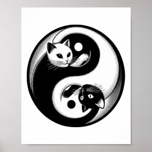 Katzen Yoga Tai Chi Mandala Zen Yin Yang Poster