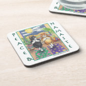 Katzen-Yoga-Untersetzer (Knospe u. Tony) Getränkeuntersetzer (Linke Seite)