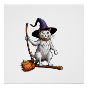 Katzen-Zauberer Halloween Hexe Mystische Katzenlie Poster
