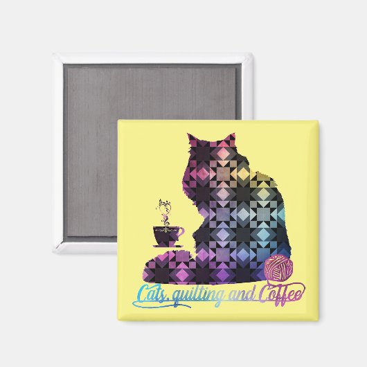 Katzen, Zittern und Kaffee Magnet (Vorderseite/Rückseite)