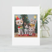 Katzen zu Weihnachten Einladung (Stehend Vorderseite)