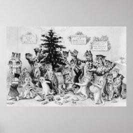 Katzen zu Weihnachten Louis Wain Poster