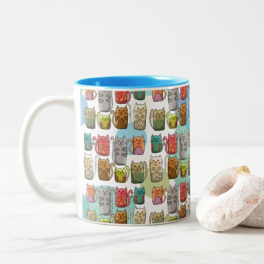 Katzen! Zweifarbige Tasse (Mit Donut)