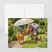 Katzenabenteuer mit überlasteter Frau Postkarte (Vorne/Hinten)