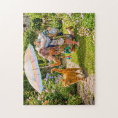 Katzenabenteuer mit überlasteter Frau Puzzle (Vertikal)