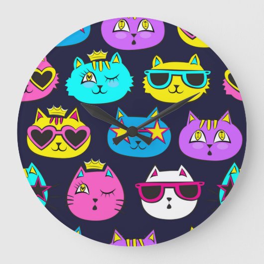 KatzenAbzeichen, Pop, Spinnstoffe Große Wanduhr (Vorderseite)