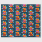 Katzenanerkannte Bücher Aquamarin Geschenkpapier (Flach)