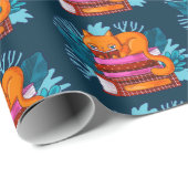 Katzenanerkannte Bücher Aquamarin Geschenkpapier (Rolleneckpunkt)